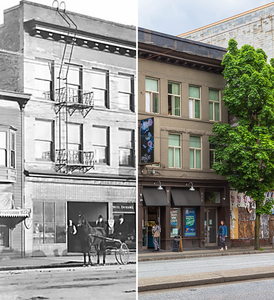 Clarendon Hotel, 1907 and 2020.
